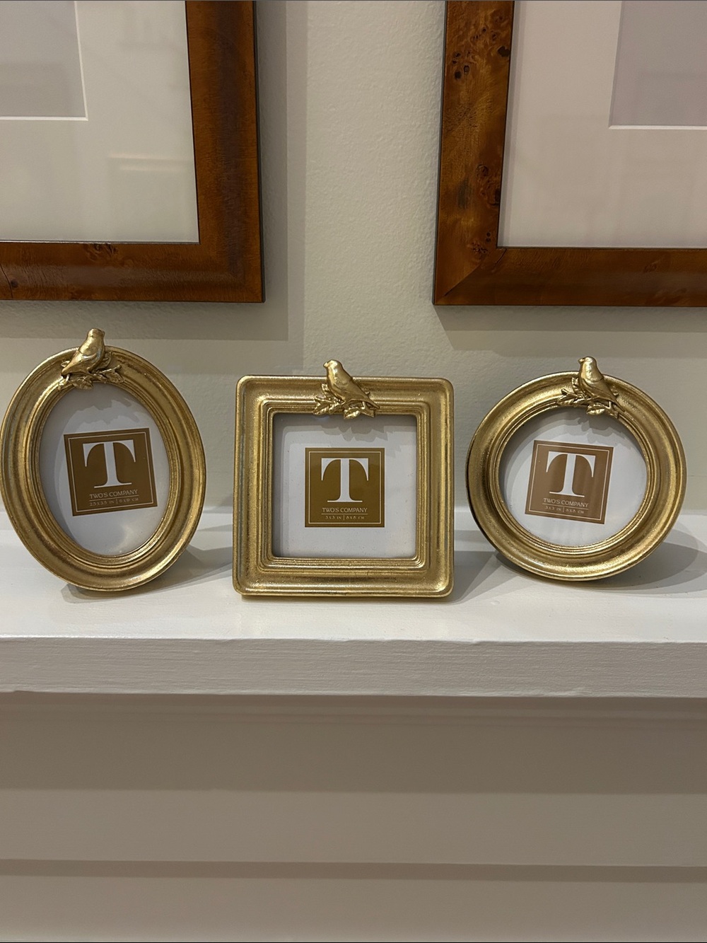 Two's Company Gold Bird Trio Picture Frames